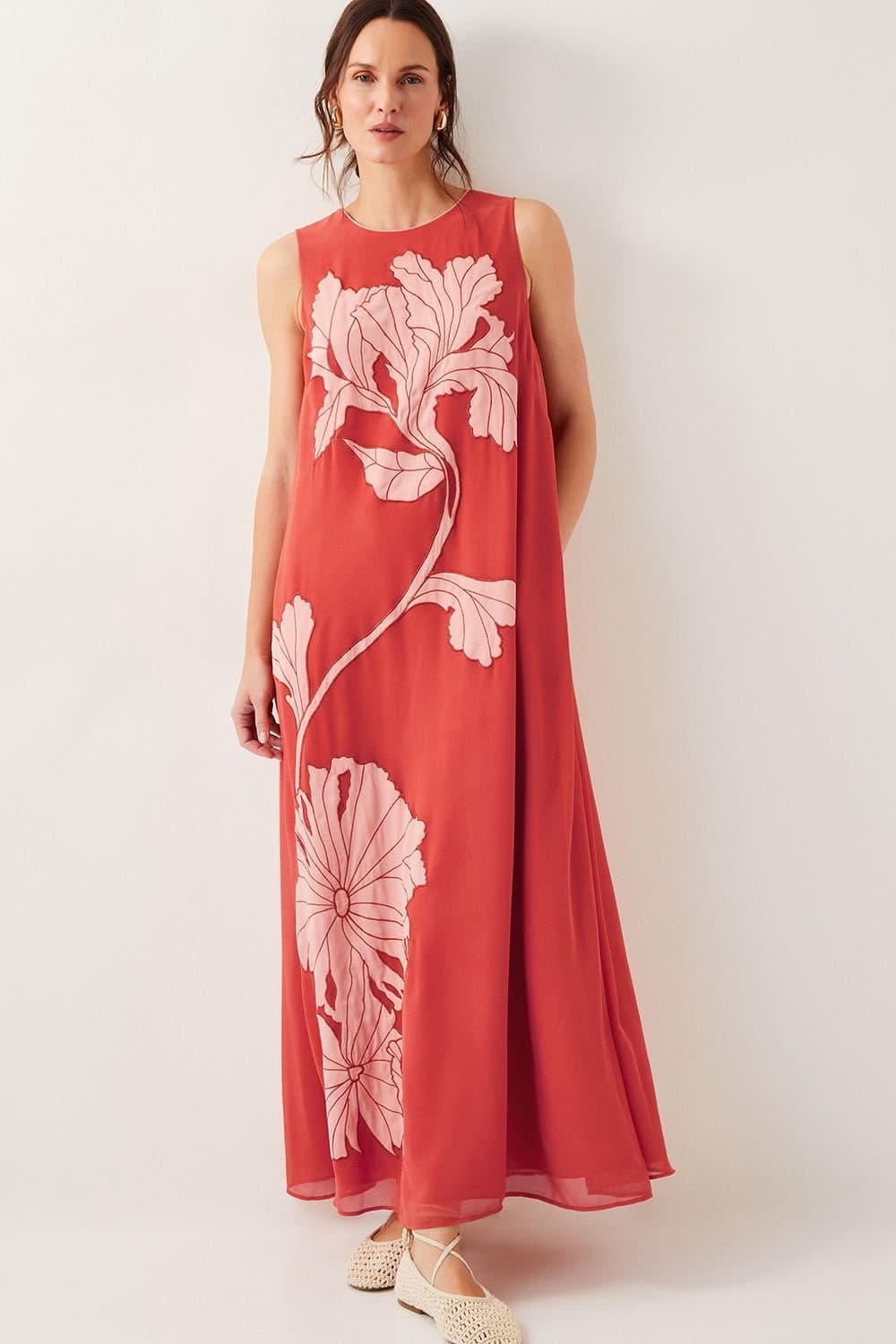 Monsoon Monsoon Women's Kathleen Embroidered Maxi Dress Orange