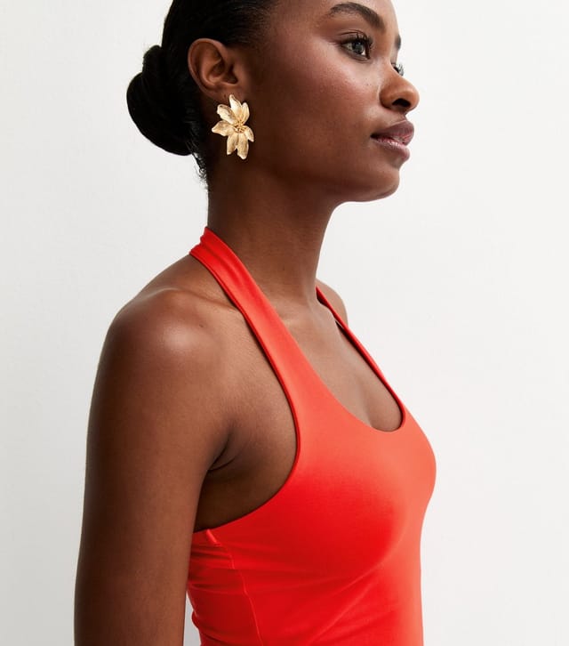 New Look Women's Light Coral Slinky Jersey Halter Neck Top New Look - 2