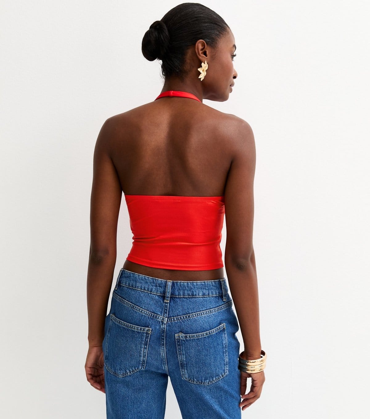 New Look Women's Light Coral Slinky Jersey Halter Neck Top New Look - 4