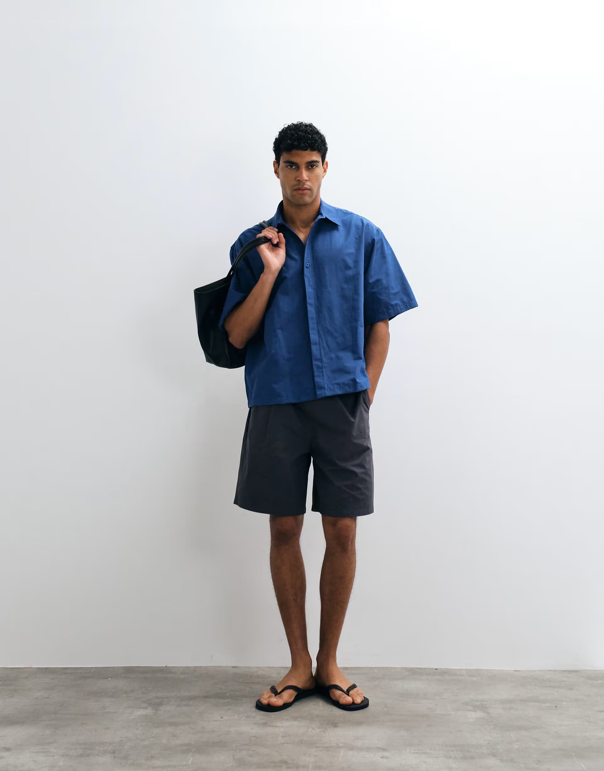 ASOS ASOS DESIGN oversized shirt with placket detail in blue