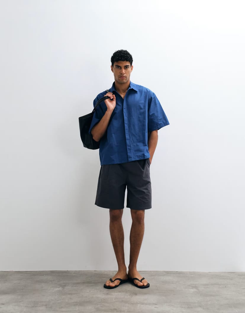 ASOS ASOS DESIGN oversized shirt with placket detail in blue - 1