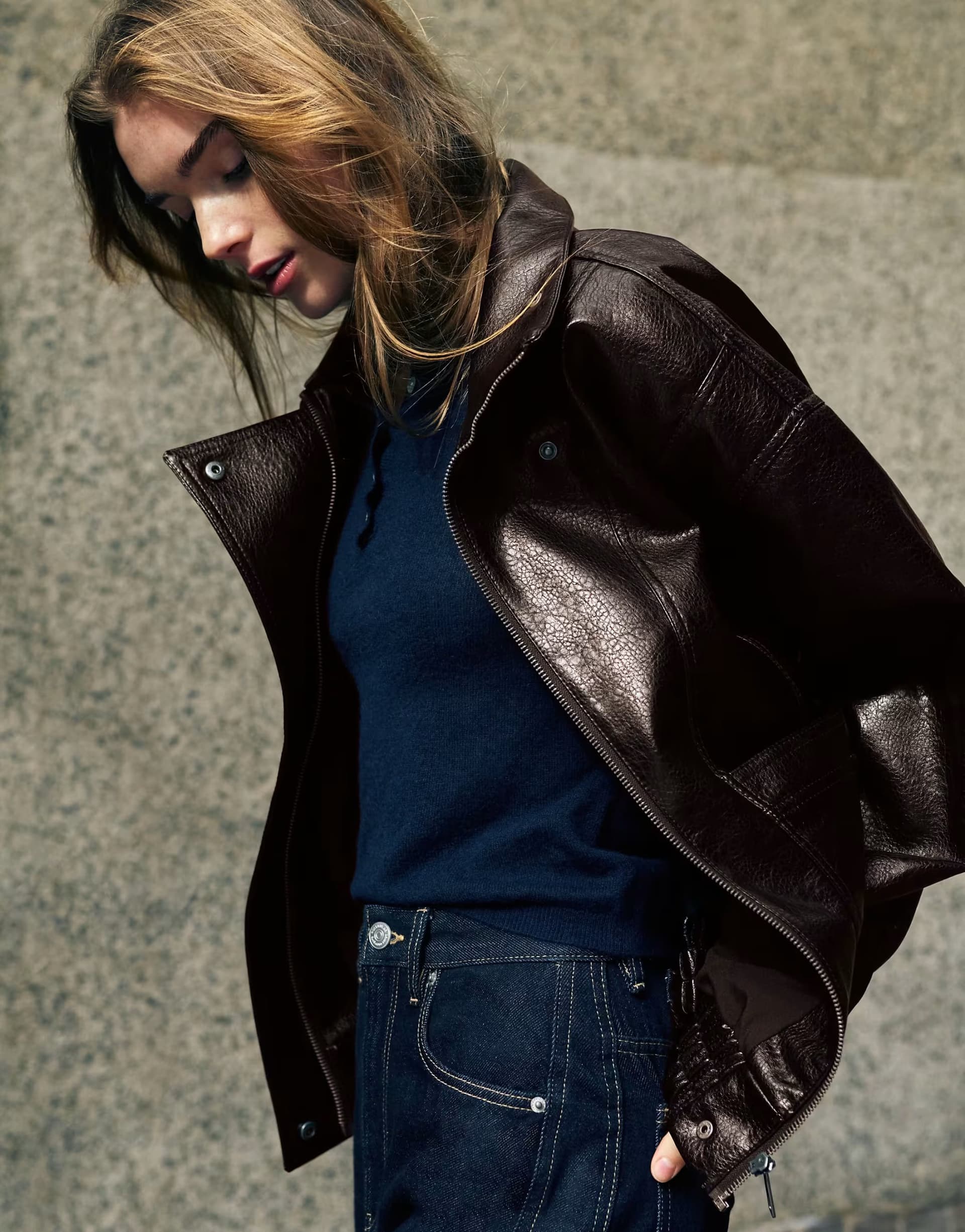 ASOS Pull&Bear Short leather-effect trench coat in chocolate