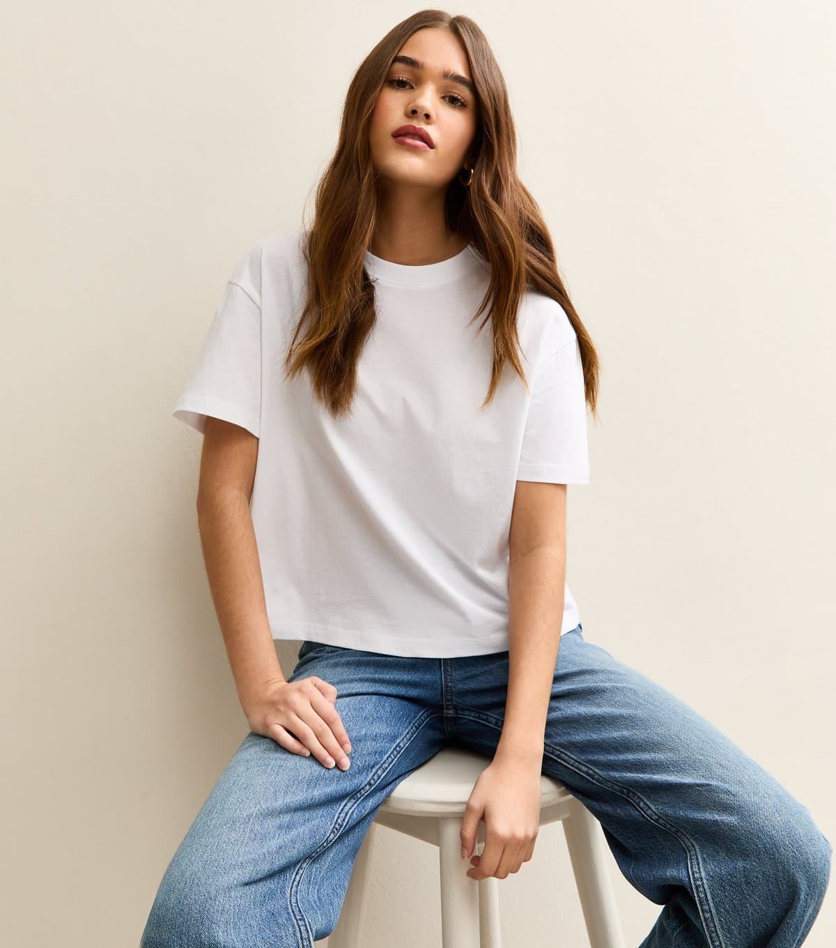 New Look Women's White Cotton Boxy Fit T-Shirt New Look