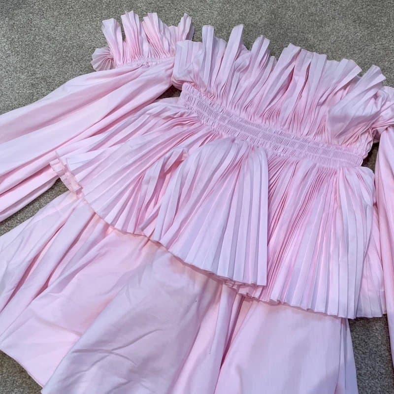 ASOS ASOS Luxe Pink Cotton Poplin Pleated Skater Dress  Size 8