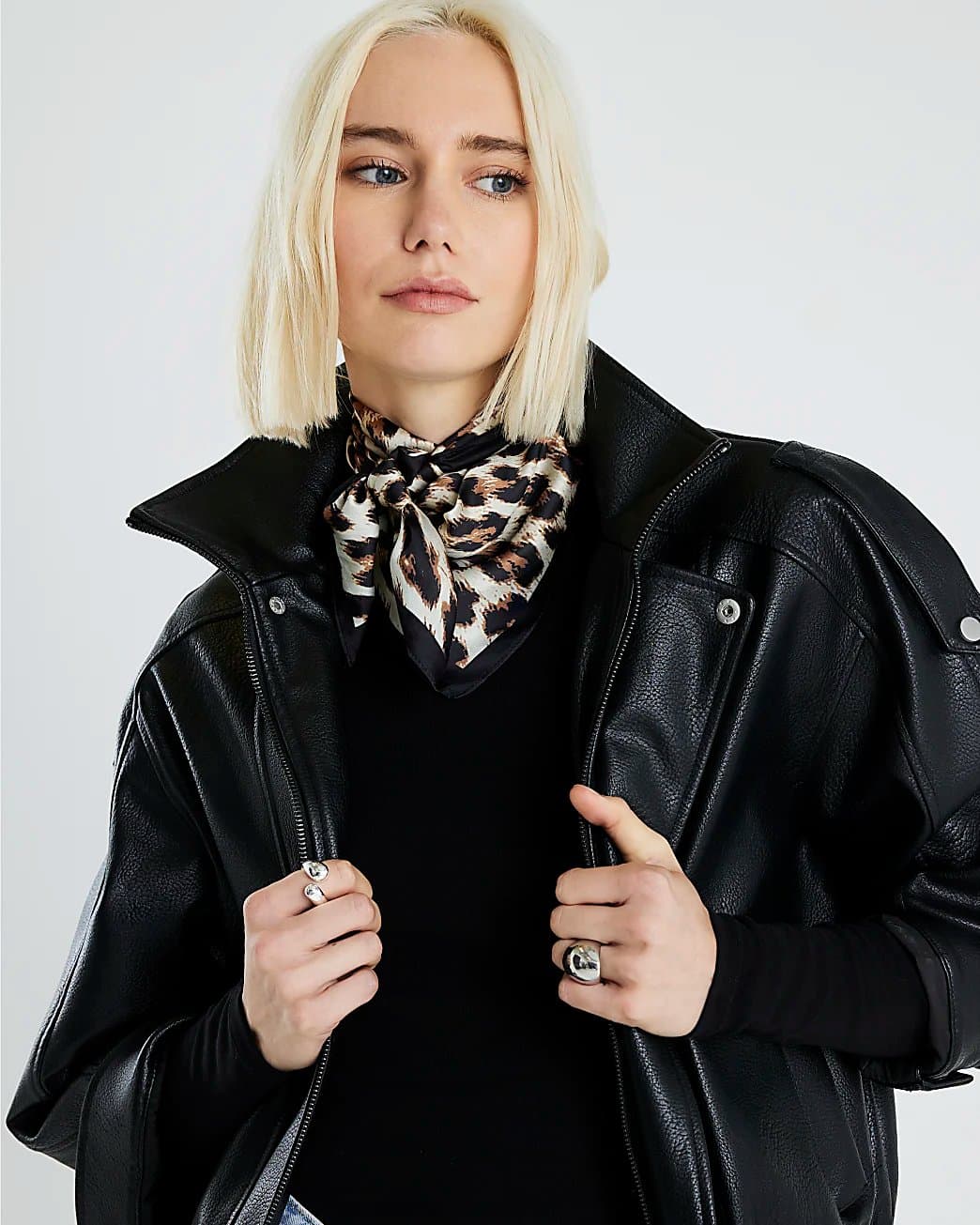 River Island River Island Womens Brown Leopard Print Scarf