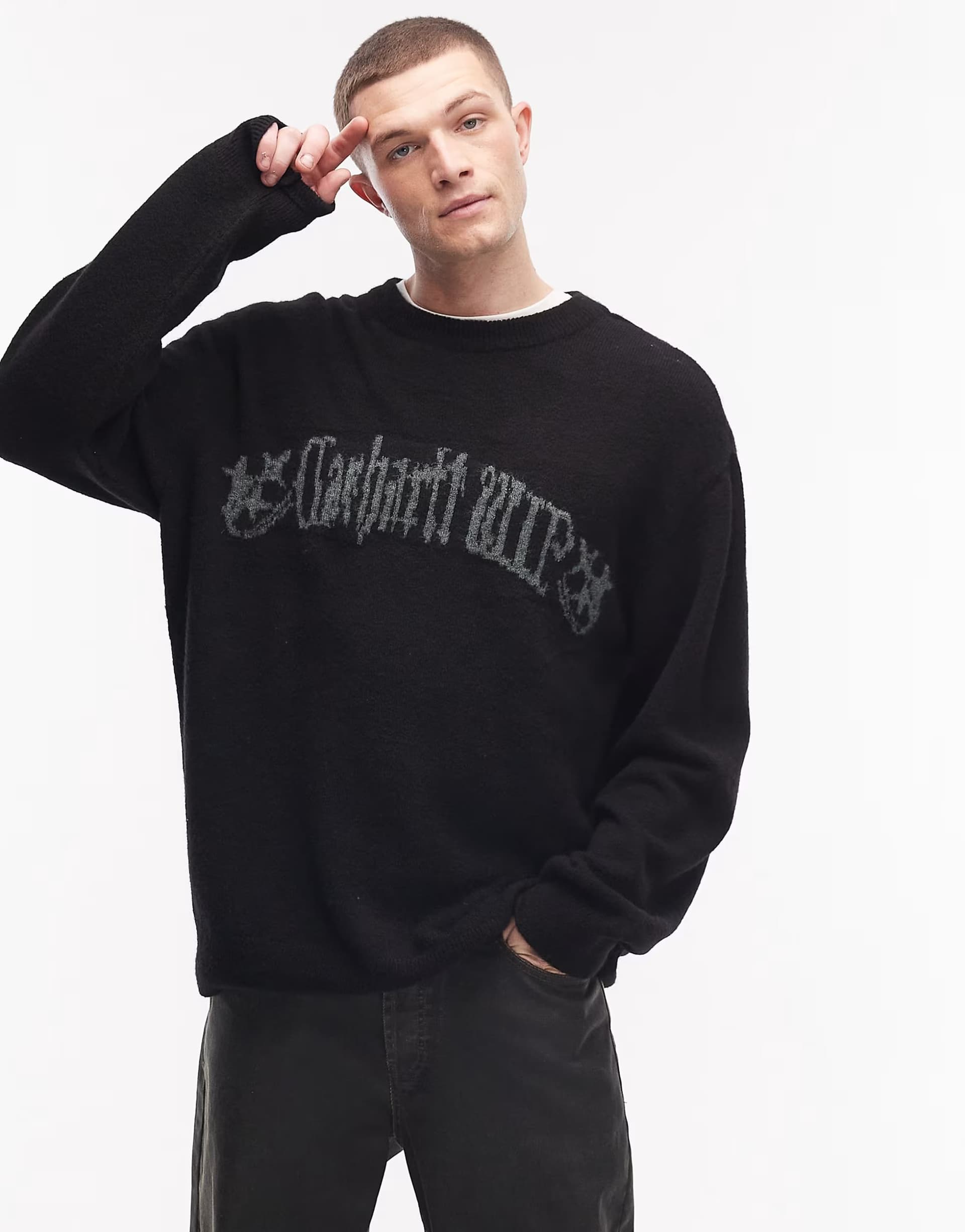ASOS Carhartt WIP commuting tales knitted jumper in black