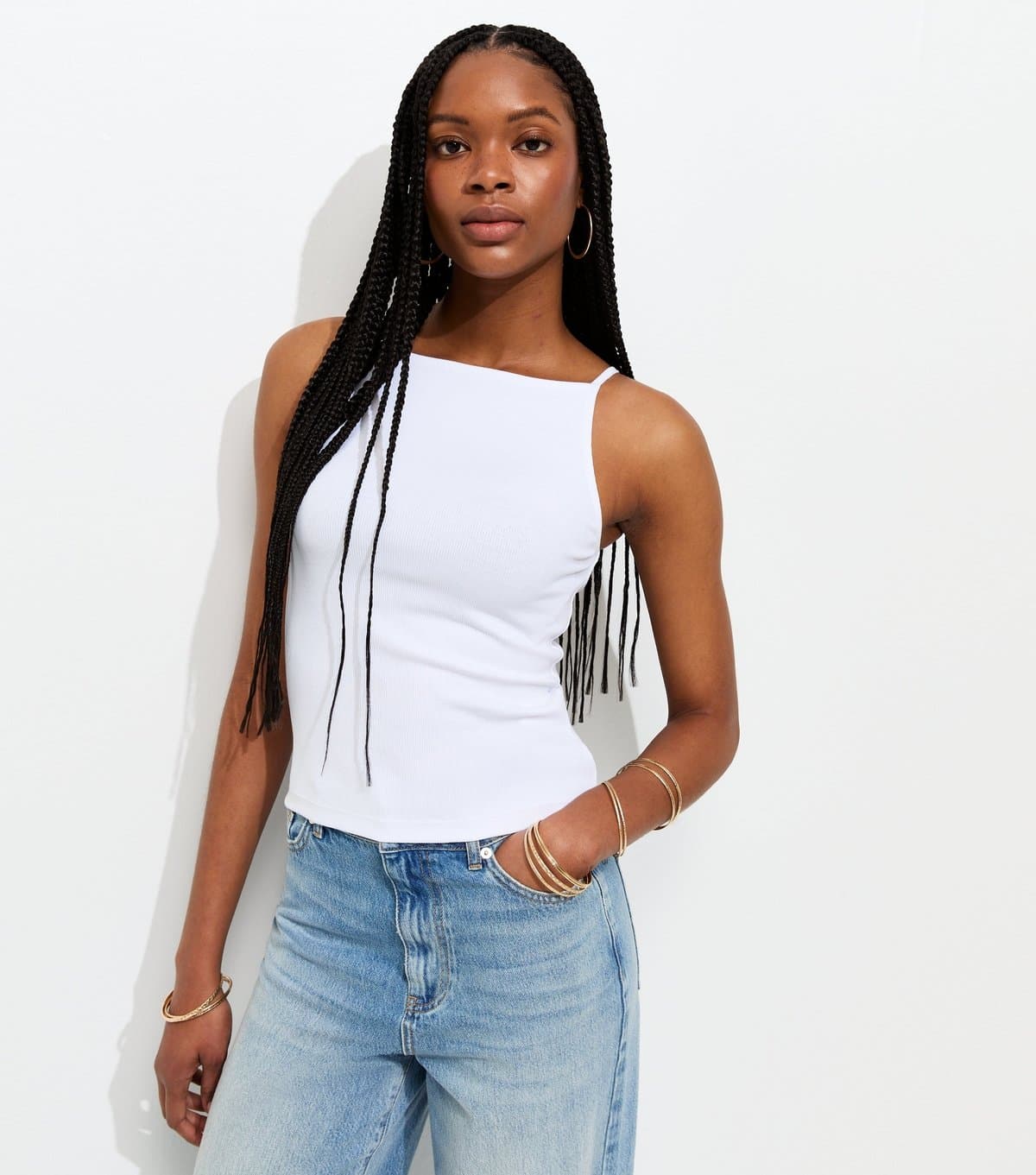 New Look New Look White Ribbed Jersey Vest