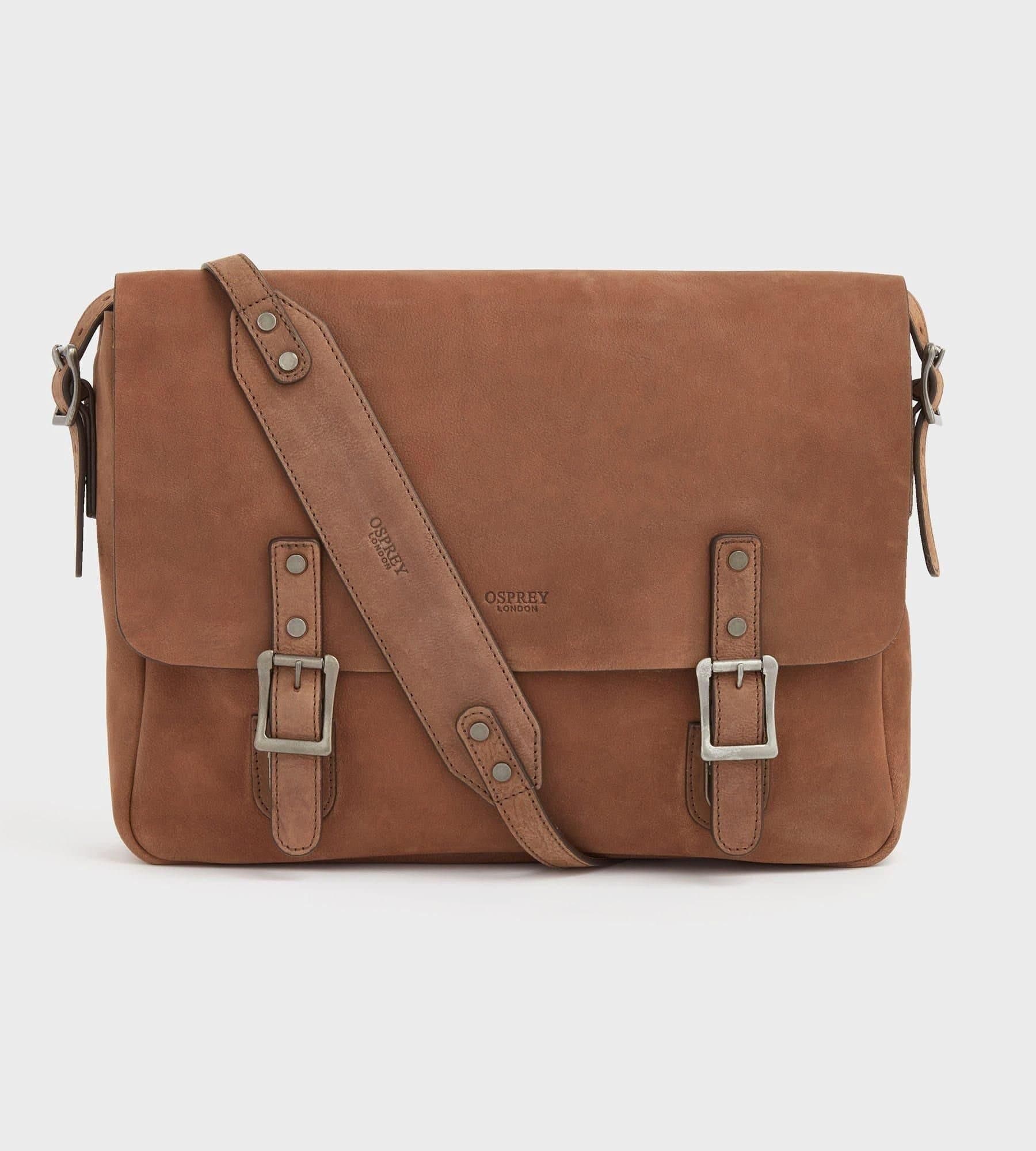 OSPREY LONDON Osprey London Men's Large Clayton Leather Satchel in Chocolate