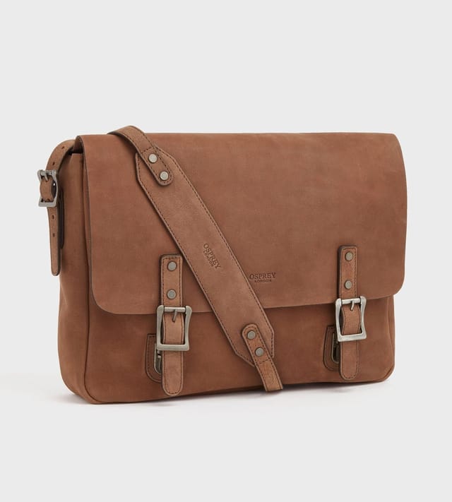 OSPREY LONDON OSPREY LONDON Men's The Large Clayton Leather Satchel Bag in Chocolate - 2