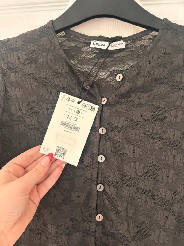 Bershka Bershka Black Lace Button-Up Top