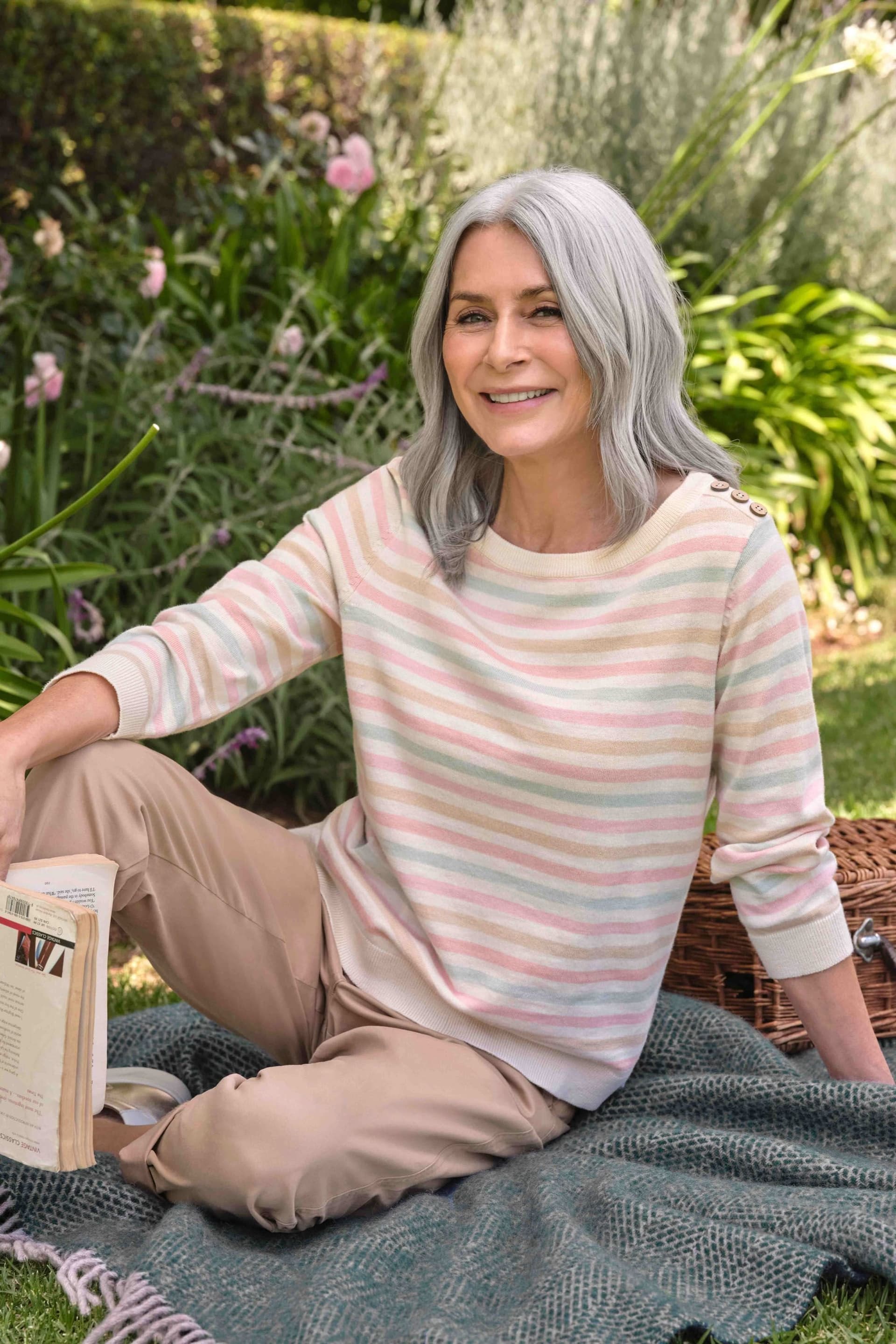 WoolOvers WoolOvers Women's Pastel Stripe Jumper