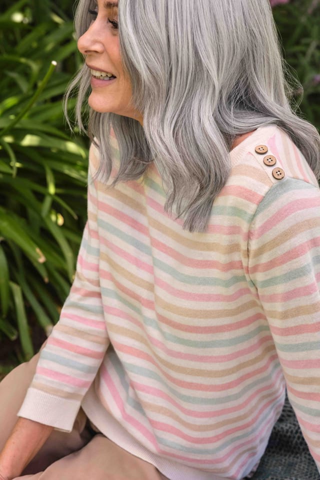 WoolOvers WoolOvers Women's Pastel Stripe Jumper - 2
