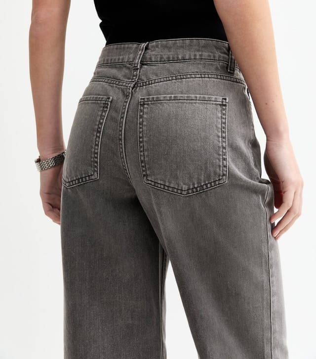 New Look Women's Washed Grey Adalae High-Waist Wide Leg Jeans New Look - 2