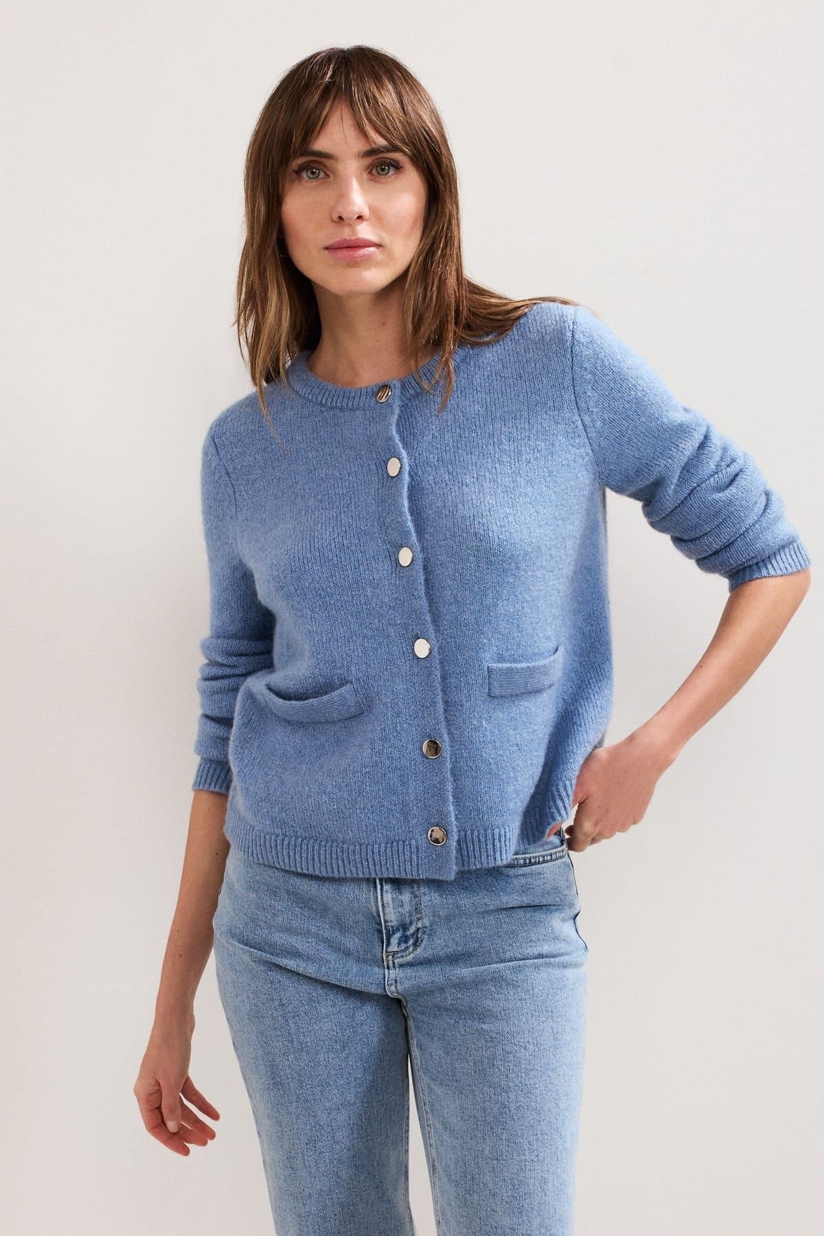 Phase Eight Phase Eight Baby Blue Mohair Blend Cardigan