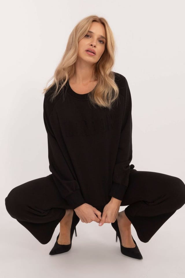 Love Lace Love Lace Women's Cotton Polyester Casual Tracksuit Set Pocket in Black - 2