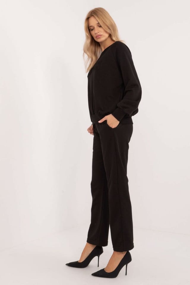 Love Lace Love Lace Women's Cotton Polyester Casual Tracksuit Set Pocket in Black - 3