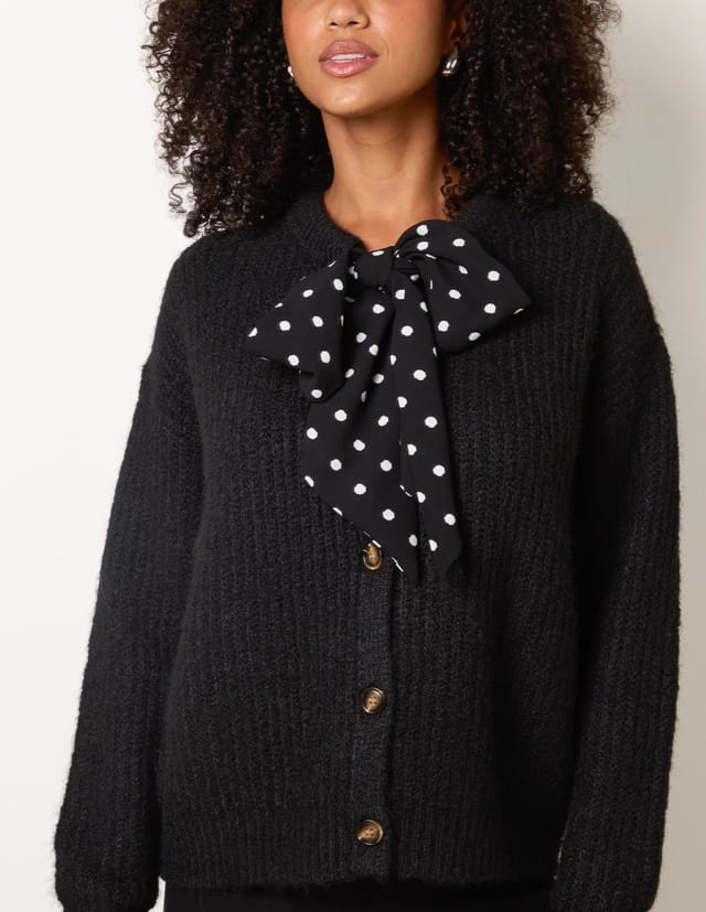 Blue Vanilla Pussybow Detail Knitted Cardigan - 3