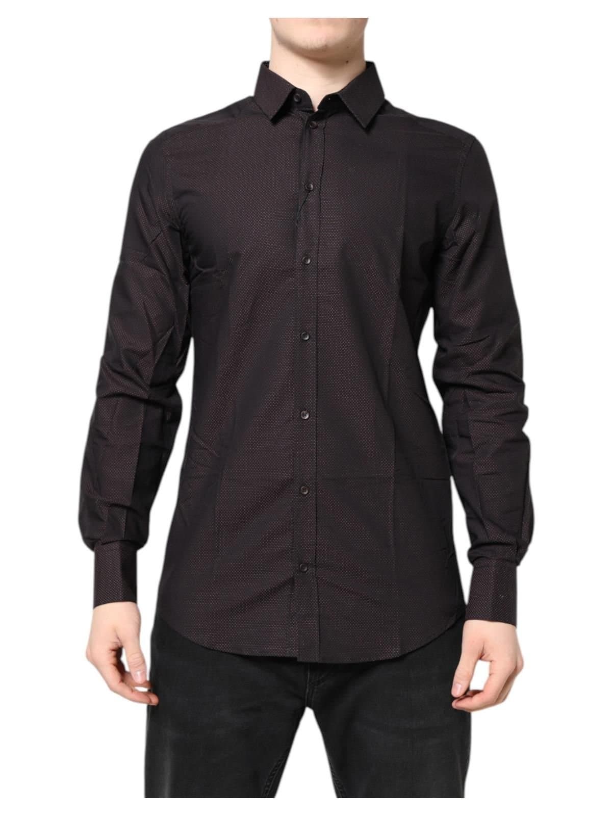 Dolce & Gabbana Dolce & Gabbana Men's Maroon Jacquard Cotton GOLD Dress Shirt in Red