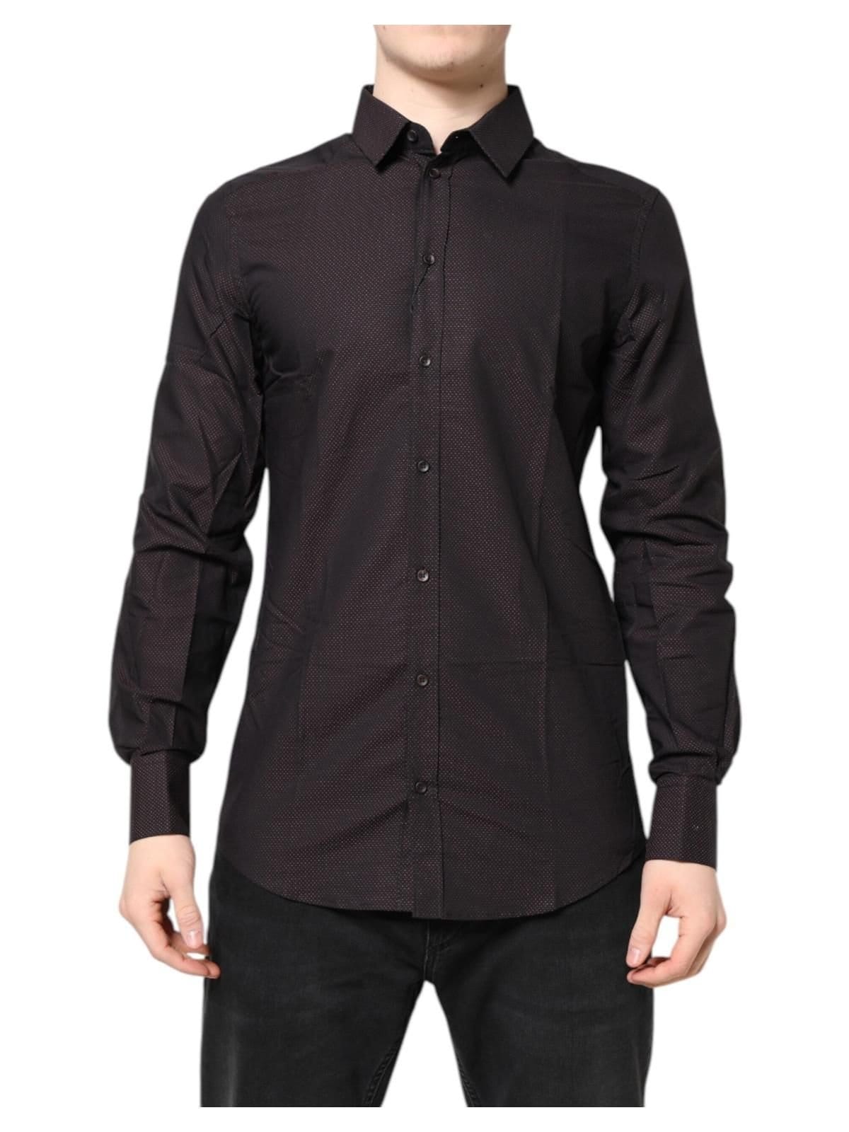 Dolce & Gabbana Maroon Jacquard Cotton Dress Shirt