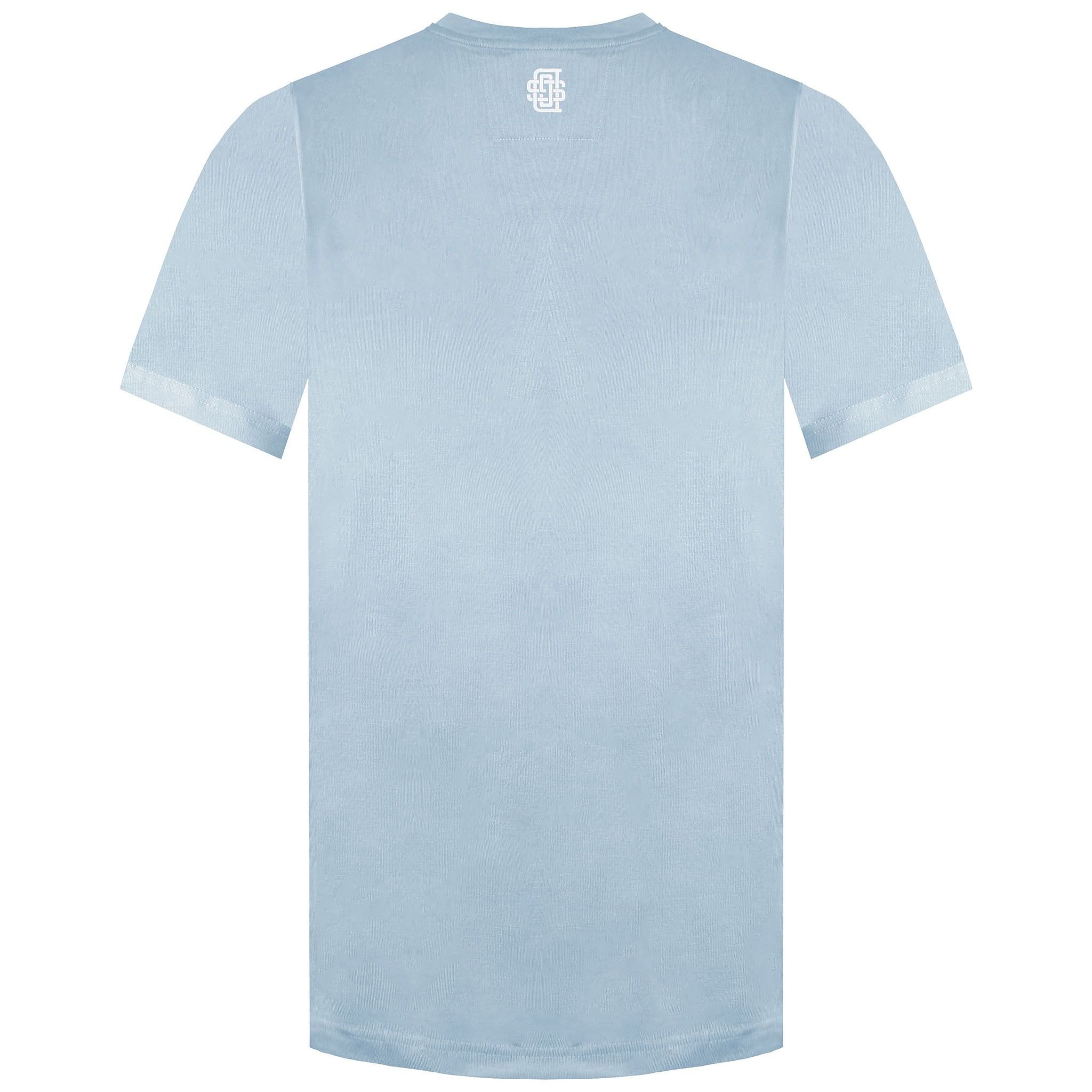 Duffer Duffer Men's Locker Blue Marl T-Shirt in Light Blue - 2