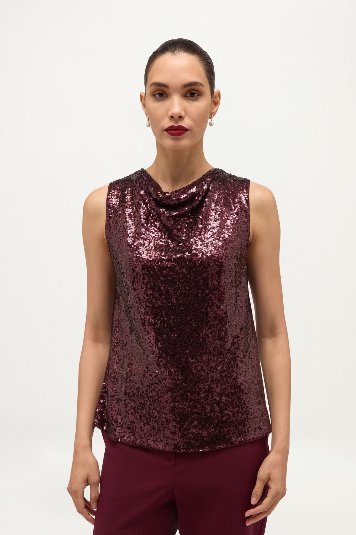 Hobbs London Hobbs London Women's Una Sequin Bow Back Detail Top in Plum