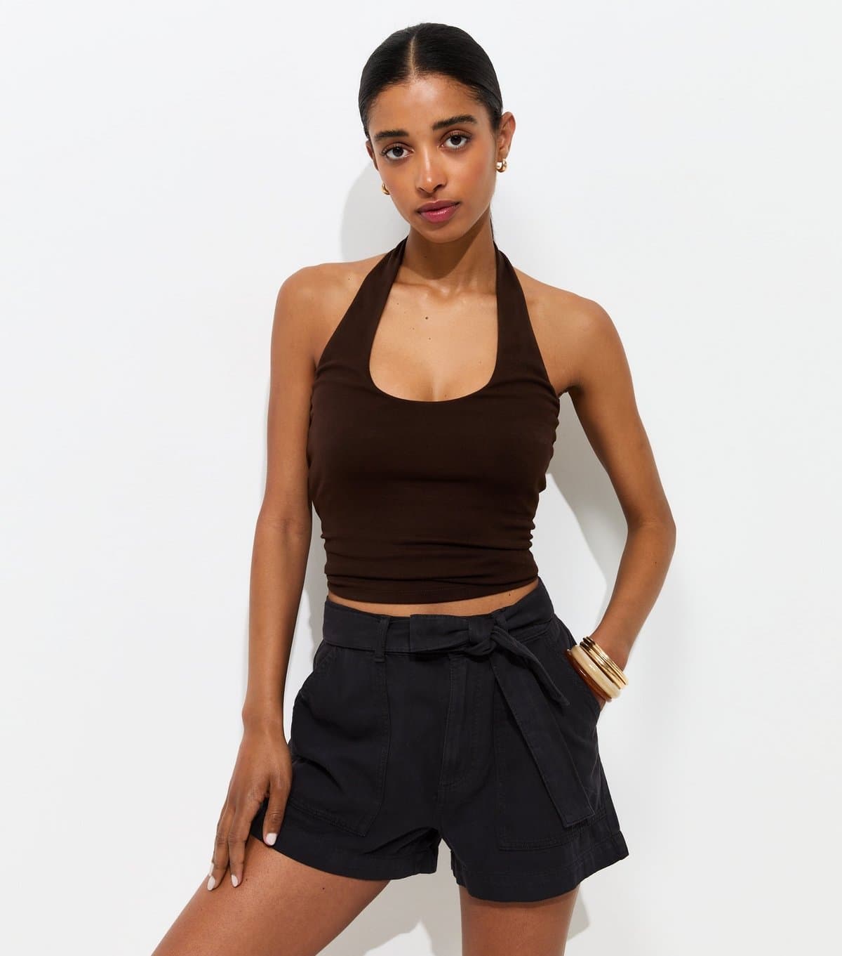 New Look Women's Black Cotton Twill Cargo Shorts New Look