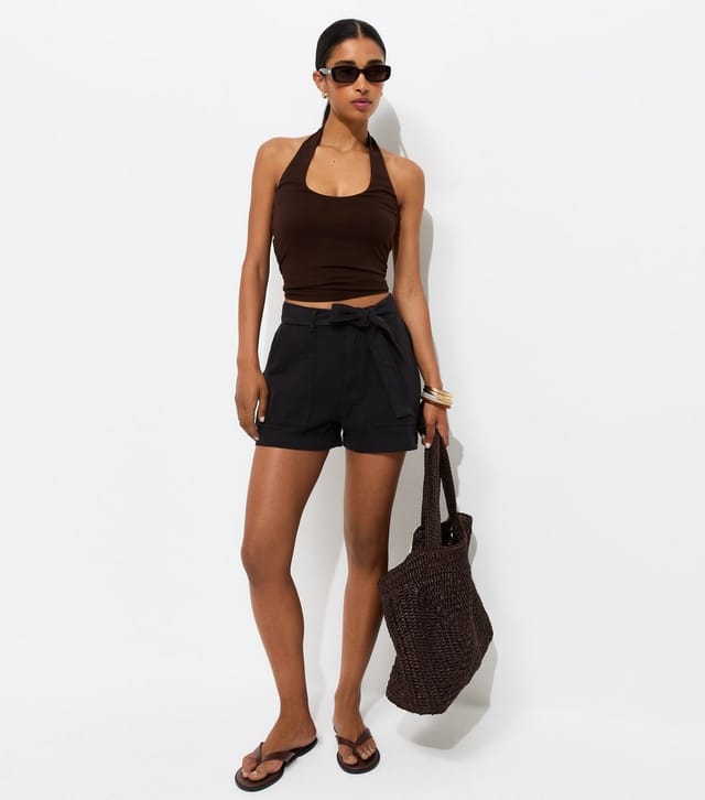 New Look Women's Black Cotton Twill Cargo Shorts New Look - 2
