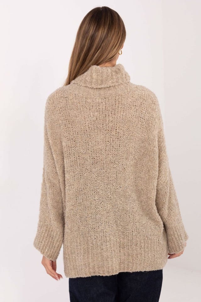 Love Lace Love Lace Women's Boucle Turtleneck Sweater Long Sleeve in Beige - 3