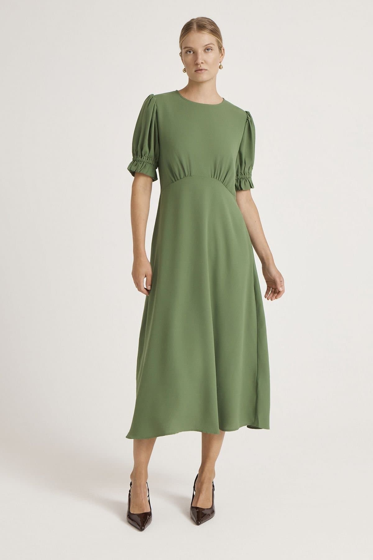 Finery London Finery London Women's Mela Chiffon Midi Tea Dress in Green