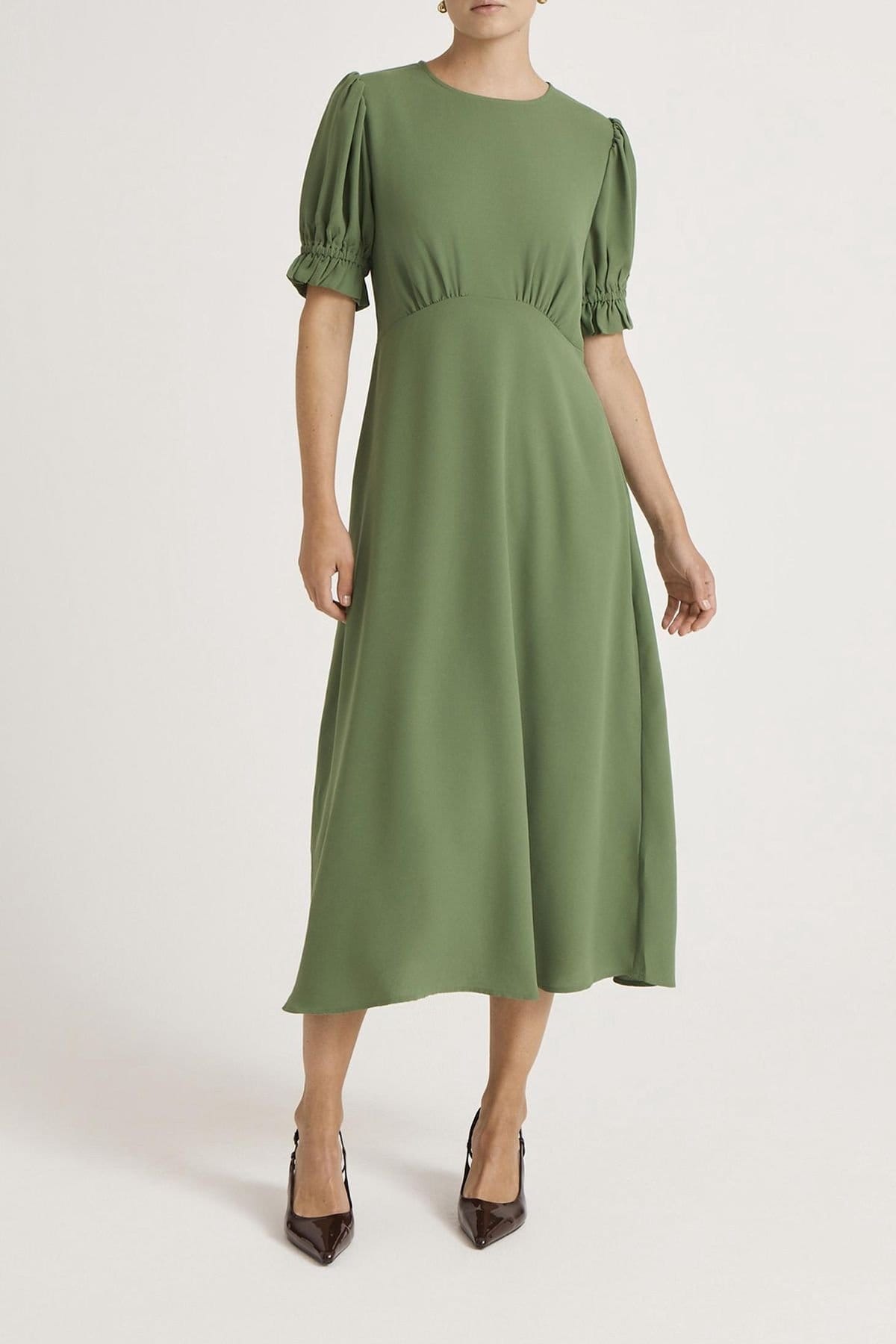 Finery London Finery London Women's Mela Chiffon Midi Tea Dress in Green - 4