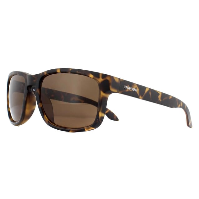 Calvin Klein CALVIN KLEIN Men's Rectangle Matte Dark Tortoise Brown Sunglasses - 2