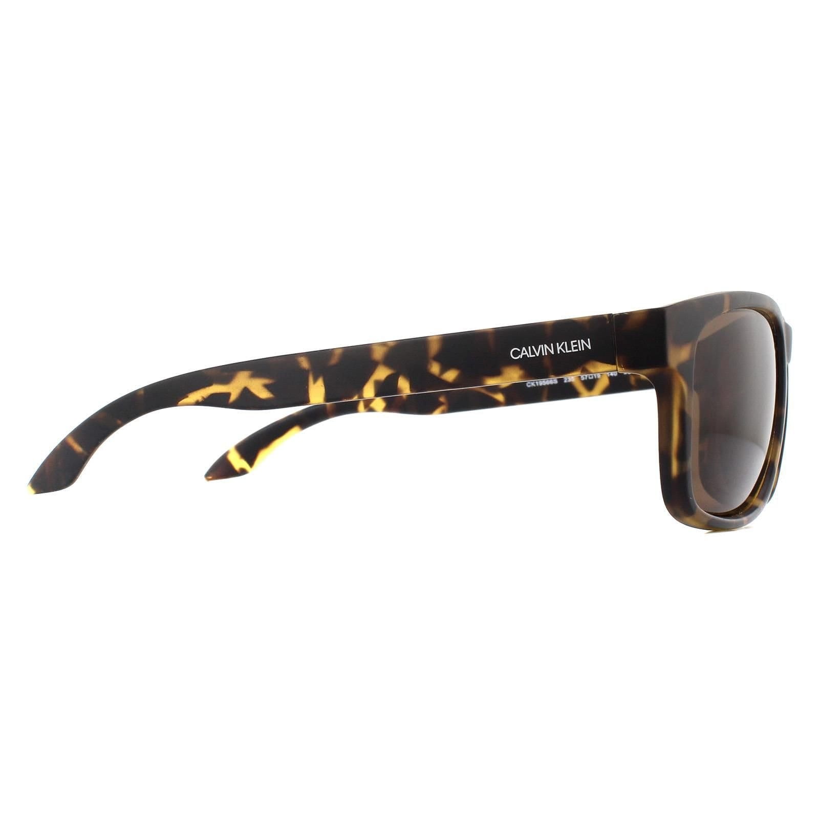 Calvin Klein CALVIN KLEIN Men's Rectangle Matte Dark Tortoise Brown Sunglasses - 4