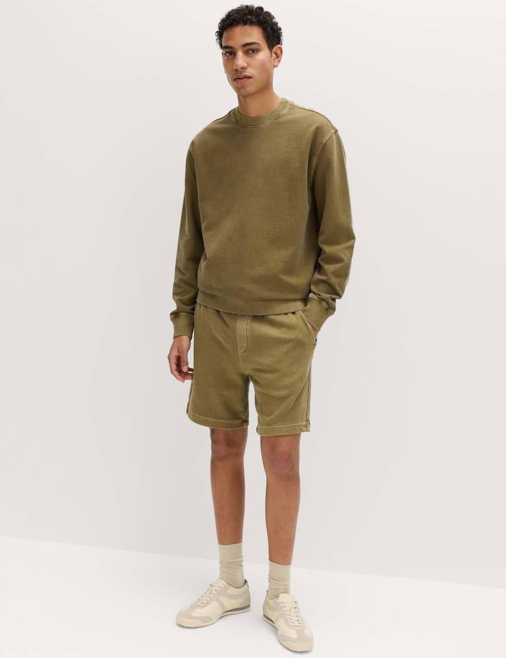 Marks & Spencer M&S Olive Cotton Short Shorts for Men