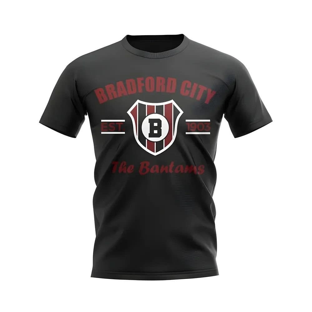 Bradford Bradford Men's Personalised Established Football T-Shirt in Black