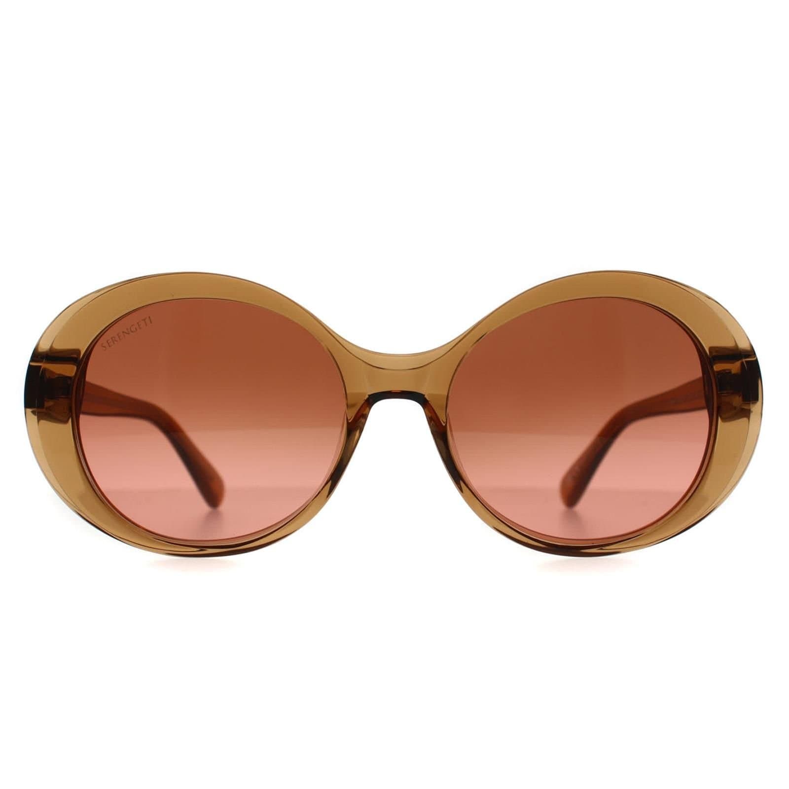 Serengeti Serengeti Women's Round Shiny Crystal Caramel Brown Mineral Drivers Gradient Photochromic Bacall