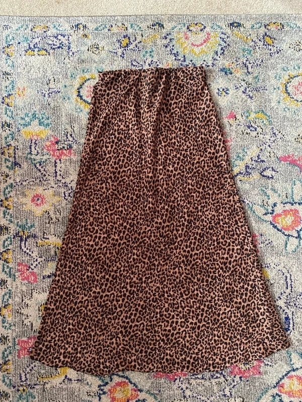 New Look Leopard Print Satin Midi Skirt