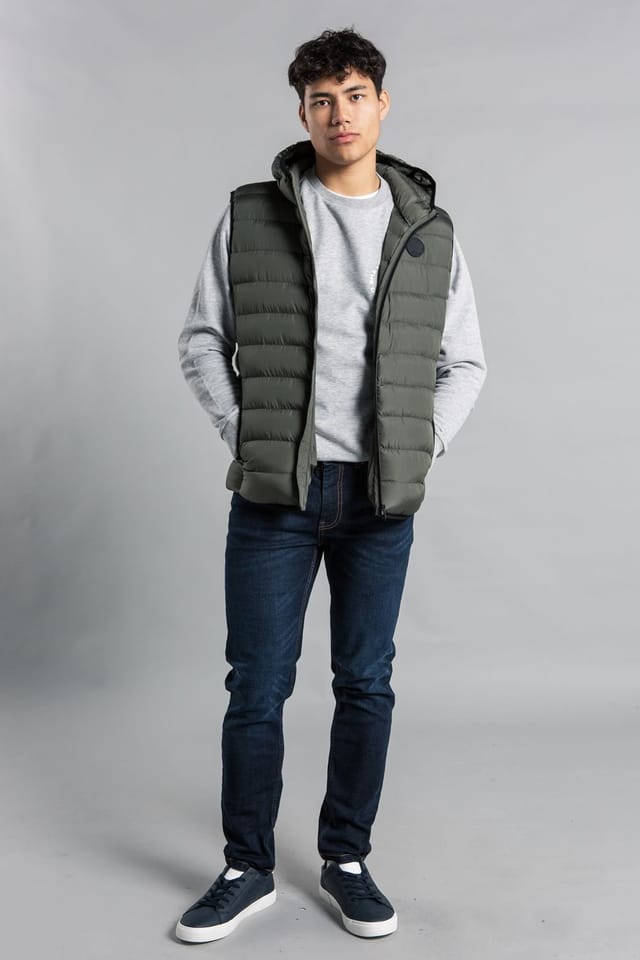 Tokyo Laundry Tokyo Laundry Men's Padded Hooded Gilet with Full Zip in Khaki - 3