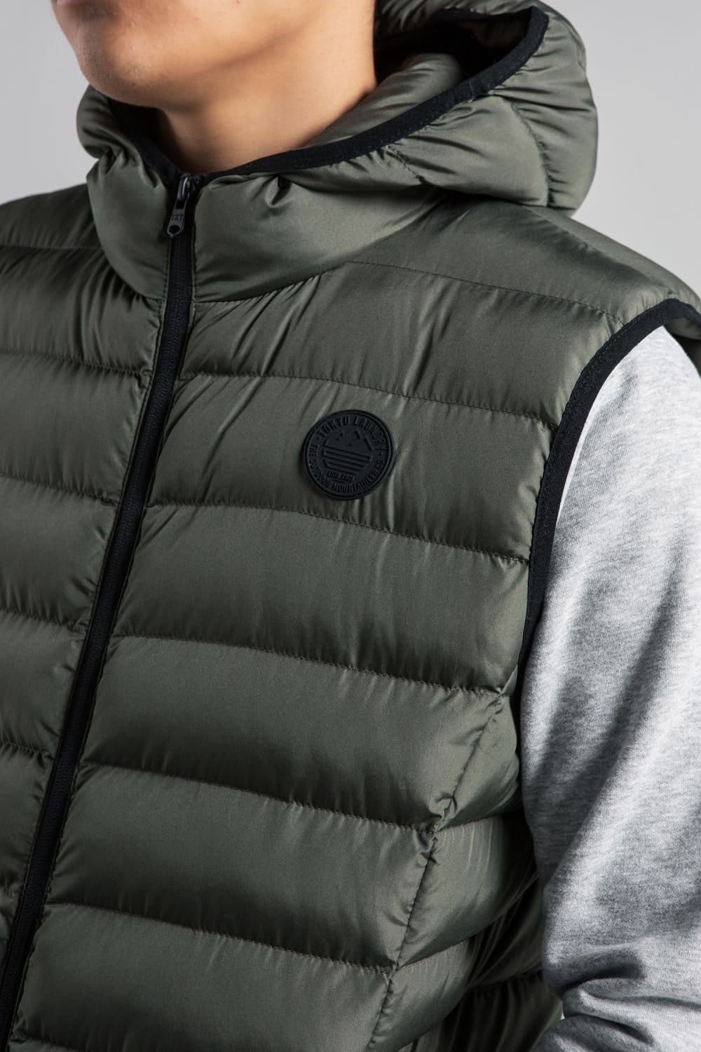 Tokyo Laundry Tokyo Laundry Men's Padded Hooded Gilet with Full Zip in Khaki - 4