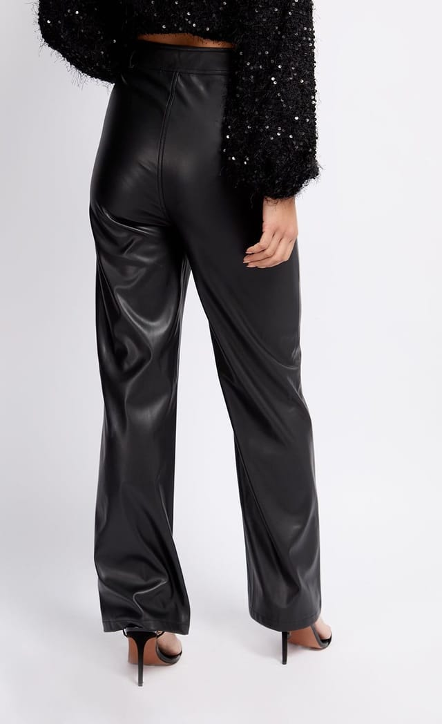 Little Mistress Little Mistress Women's Black PU Trousers - 2
