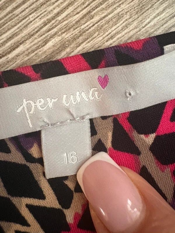 Per Una Per Una Wrap Style Top UK 16 Pink Purple Geometric Print Long Sleeve Jersey Blouse M&S