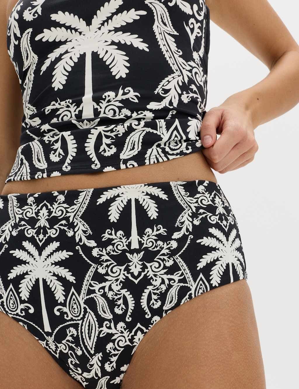 Marks & Spencer M&S Tummy Control High Waisted High Leg Bikini Bottoms Black Mix