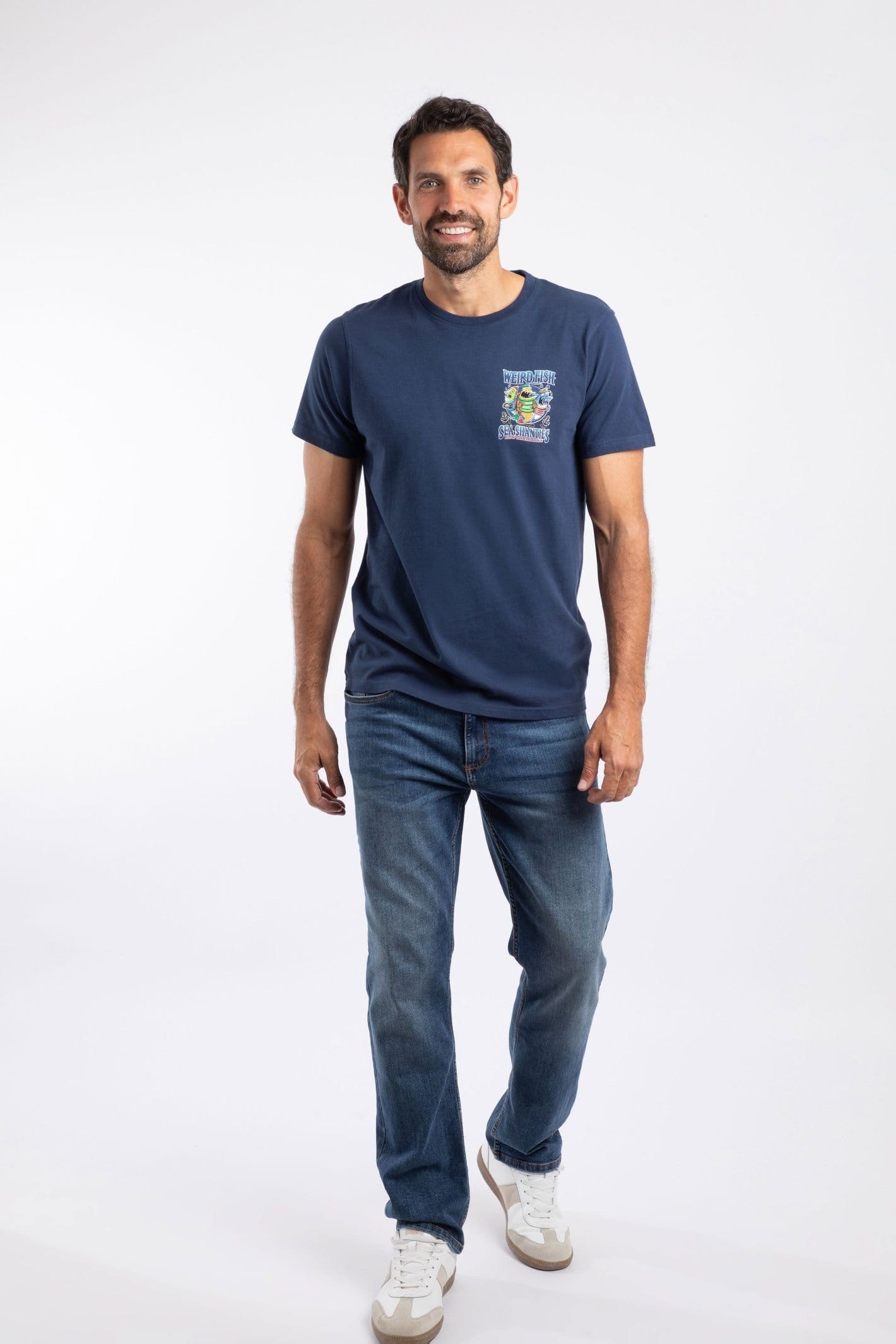Weird Fish Weird Fish Men's Sea Shanties Artist T-Shirt in Dark Blue - 4