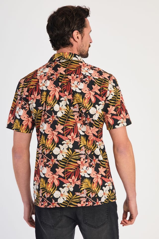 Tokyo Laundry Tokyo Laundry Men's Cotton Printed Poplin Short Sleeve Shirt in Black - 2