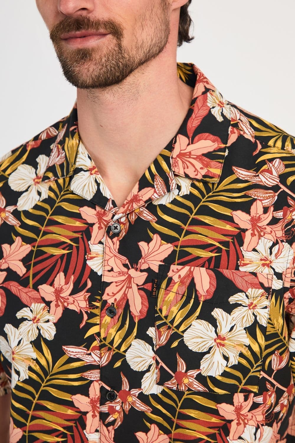Tokyo Laundry Tokyo Laundry Men's Cotton Printed Poplin Short Sleeve Shirt in Black - 4