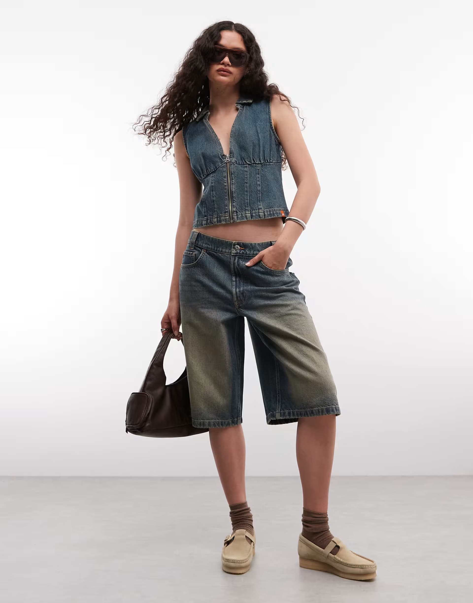 ASOS COLLUSION skater jort in grunge wash co-ord