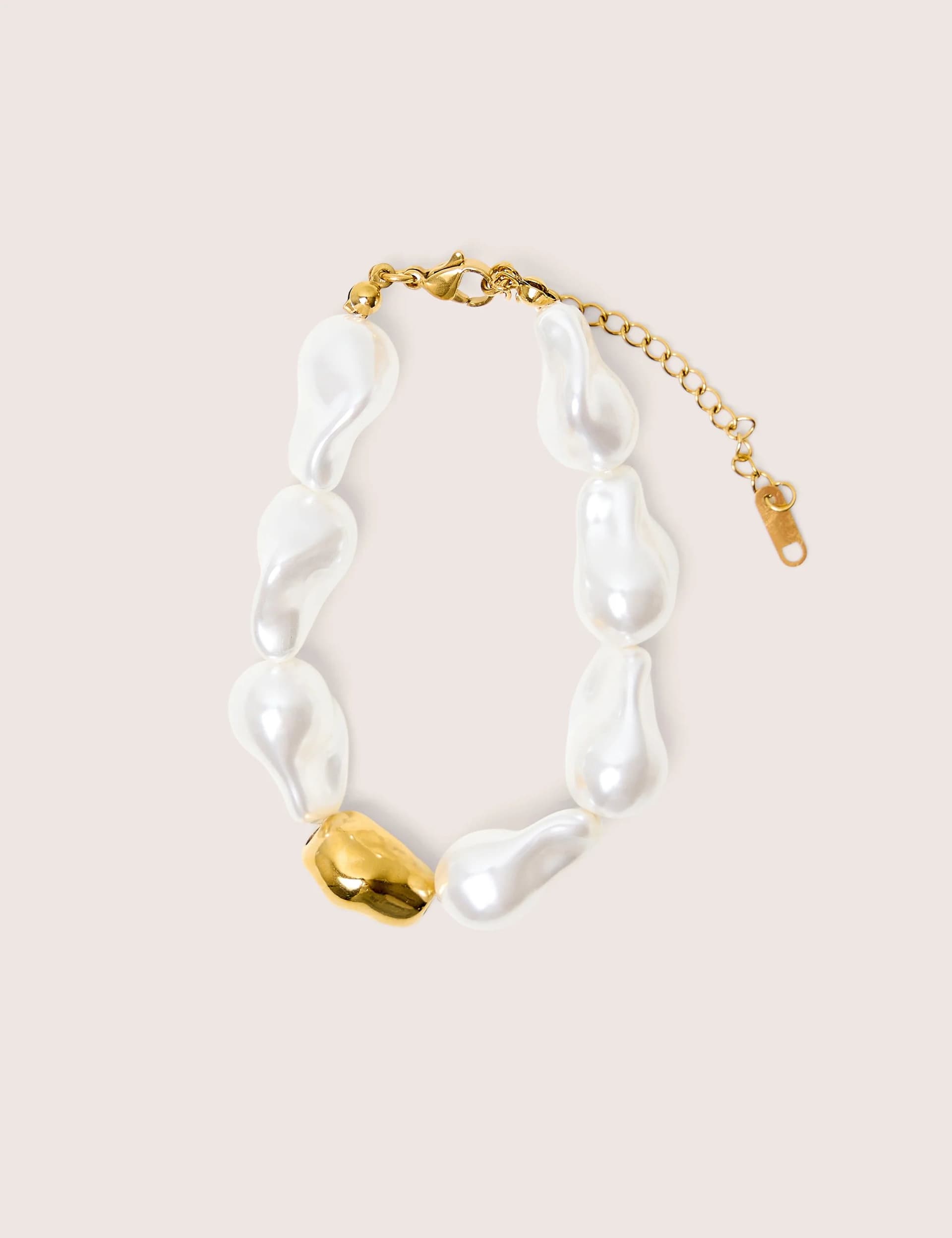 Public Desire Gold Plated Adjustable Pearl Bracelet