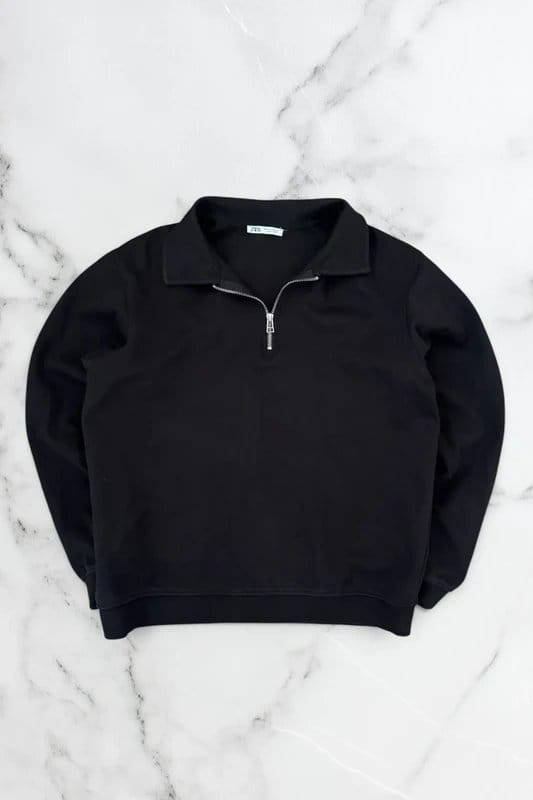 Zara Zara Quarter Zip - Black - S - 1