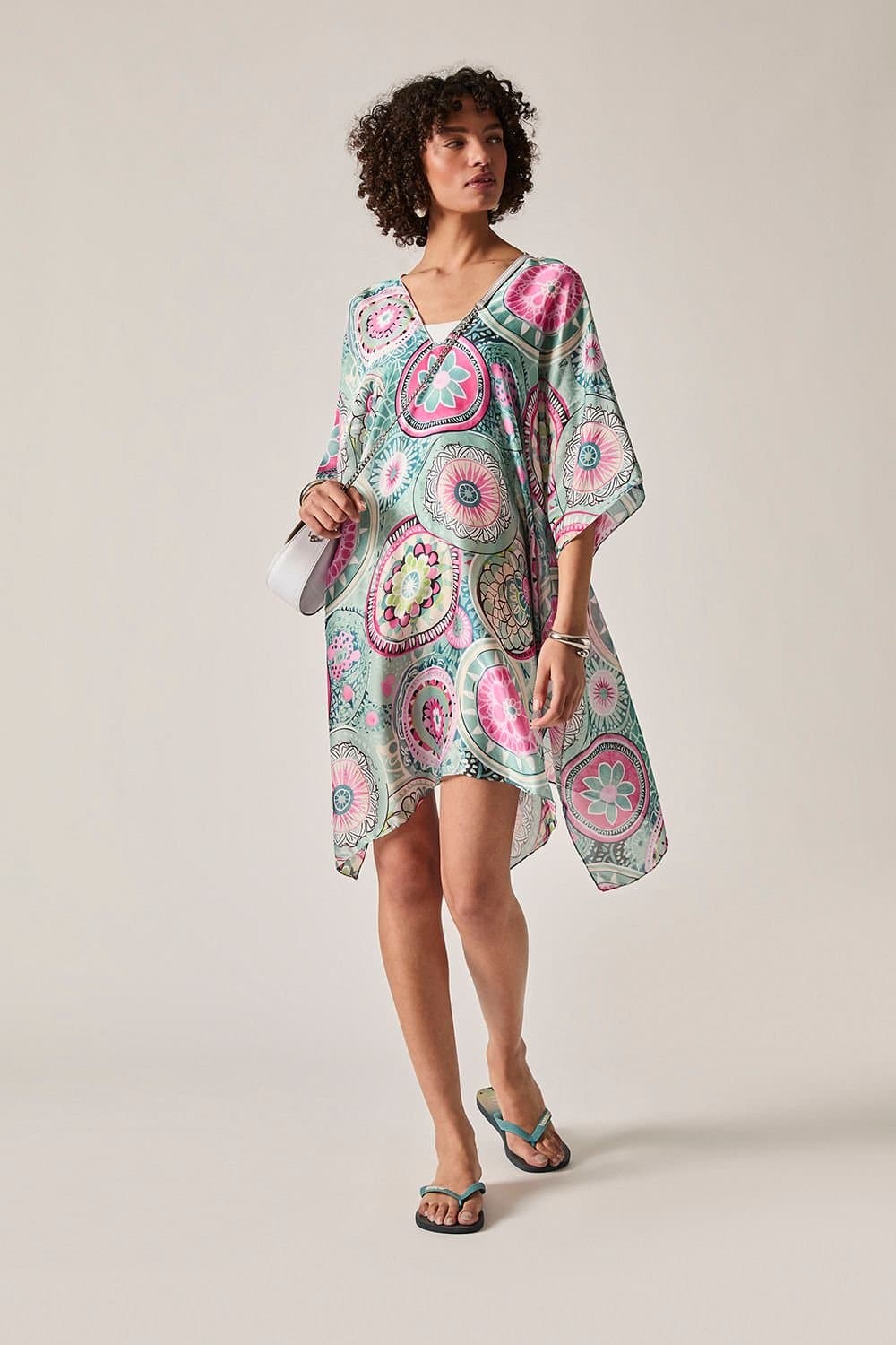 James Lakeland James Lakeland Women's Turquoise Mandala Print Kaftan