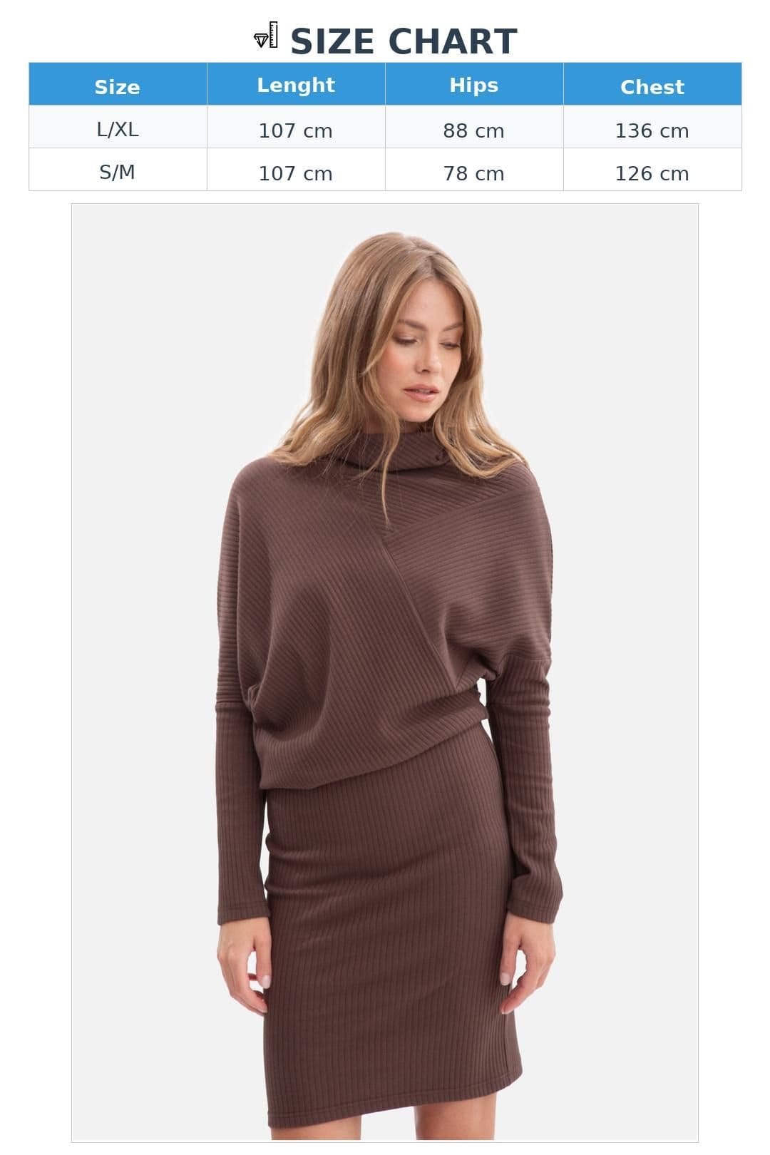 Love Lace Love Lace Women's Ribbed Knit Stand Collar Mini Dress in Brown - 4