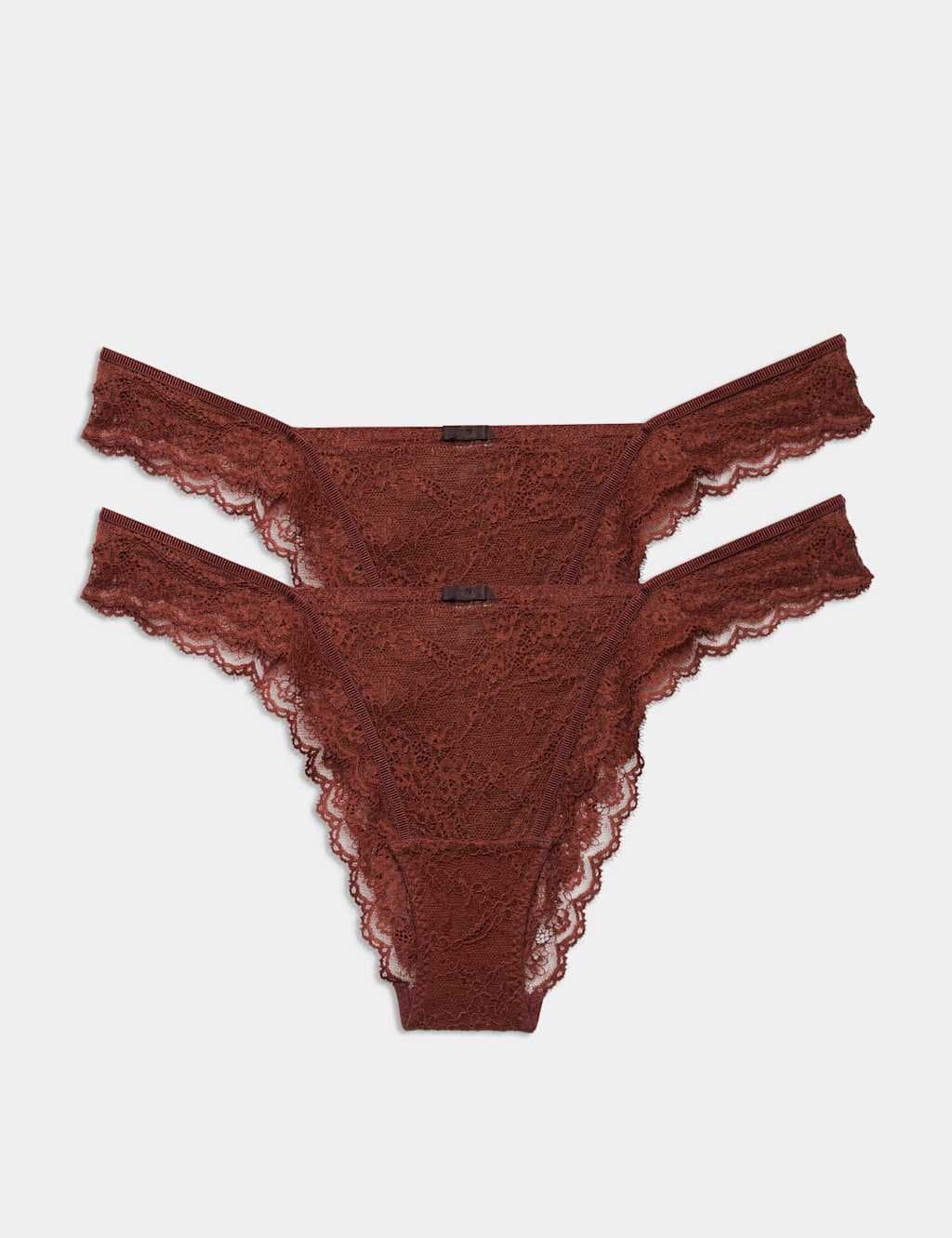 Marks & Spencer M&S 2 Pack Ida Lace Miami Knickers Russet
